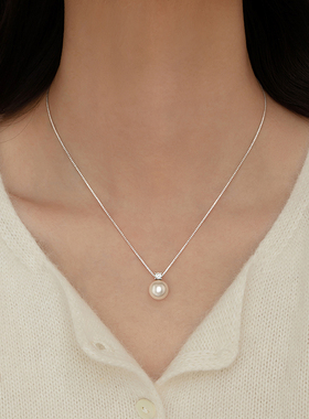 巷南999纯银闪钻珍珠项链轻奢女