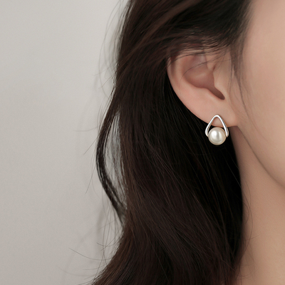 巷南999纯银珍珠耳钉轻奢高级感