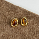 爆款 999银虎眼石耳钉轻奢高级感2025新款 耳环小众女耳饰 巷南