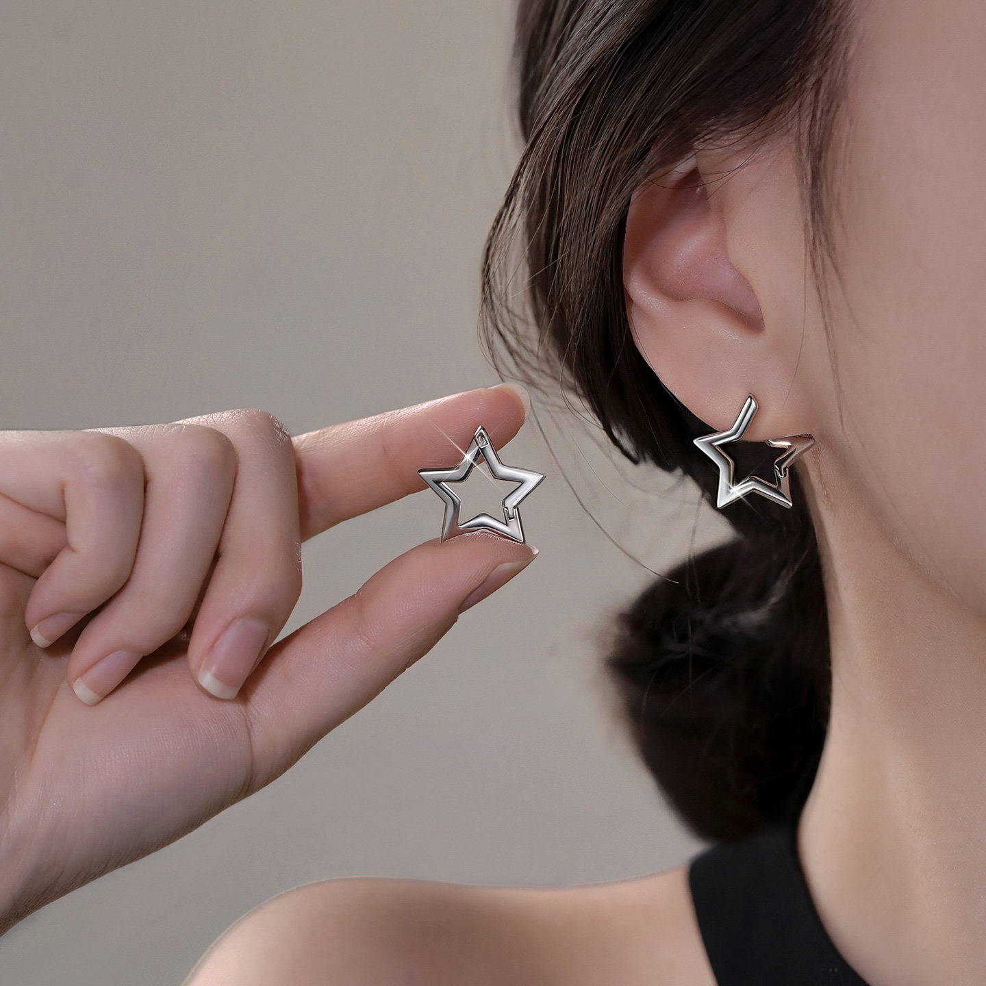 巷南999银星星耳环小众设计耳饰