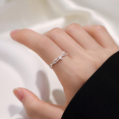 巷南 999纯银树枝戒指轻奢小众素圈开口戒女设计高级感食指戒