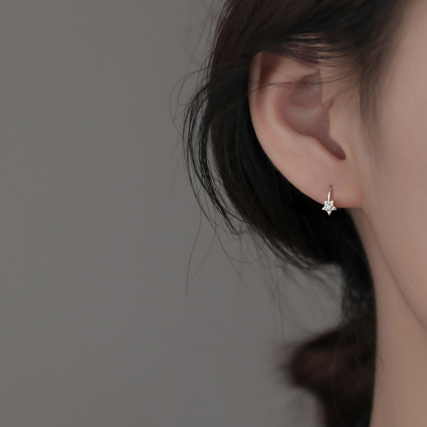 巷南999纯银星星耳钉小众设计女