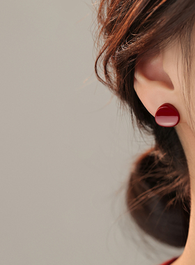 【巷南】999银圆片耳钉高级感本命年红色耳环2026马过新年女耳饰