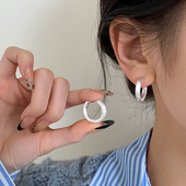 925银拉丝耳圈小众设计耳环2026新爆款 巷南 高级感耳钉耳饰女