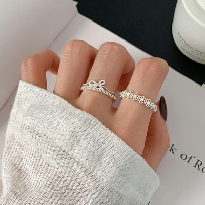巷南925纯银蝴蝶结戒指小众设计
