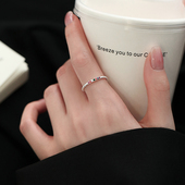 巷南 999纯银彩虹食指戒女小众设计感戒指轻奢尾戒素圈开口戒