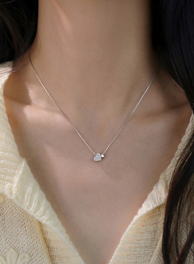 巷南925纯银爱心项链轻奢高级女