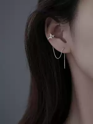 (Lane South) 925 sterling silver heartbeat ear refining female 2021 New Tide ear pin ear clip earrings earrings