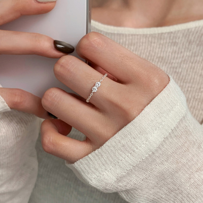 巷南925纯银锆石戒指小众设计女
