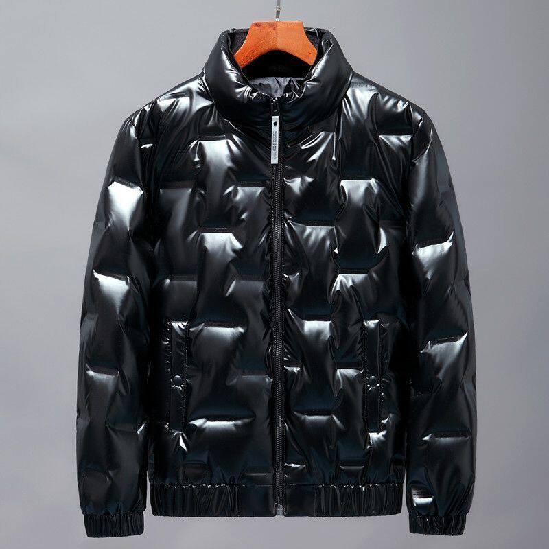 反季2025新款网红同款立领亮面羽绒棉男士短款轻薄冬季外套潮纯色