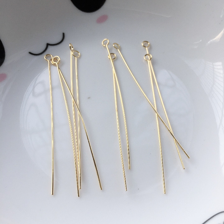 18K 금도금 액세서리 구리도금 리얼골드 T 바늘 9자 바늘 평저 바늘 색상 유지력 0.5MM 천연 진주 구멍에 적합