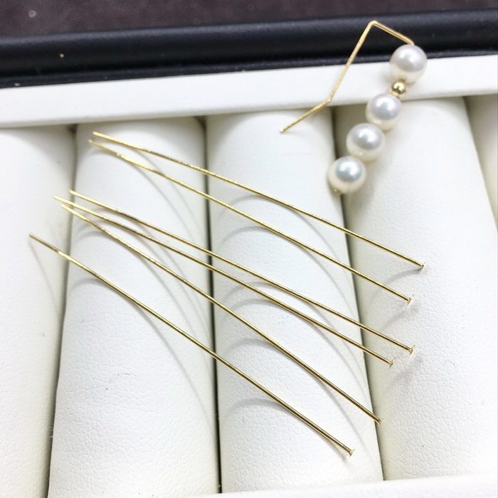 18K 금도금 액세서리 구리도금 리얼골드 T 바늘 9자 바늘 평저 바늘 색상 유지력 0.5MM 천연 진주 구멍에 적합