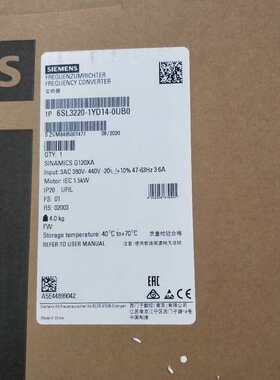 非实价议价议价6SL3220-1YD12-0UB0/OUBO1.1kW三相 G120XA变频器