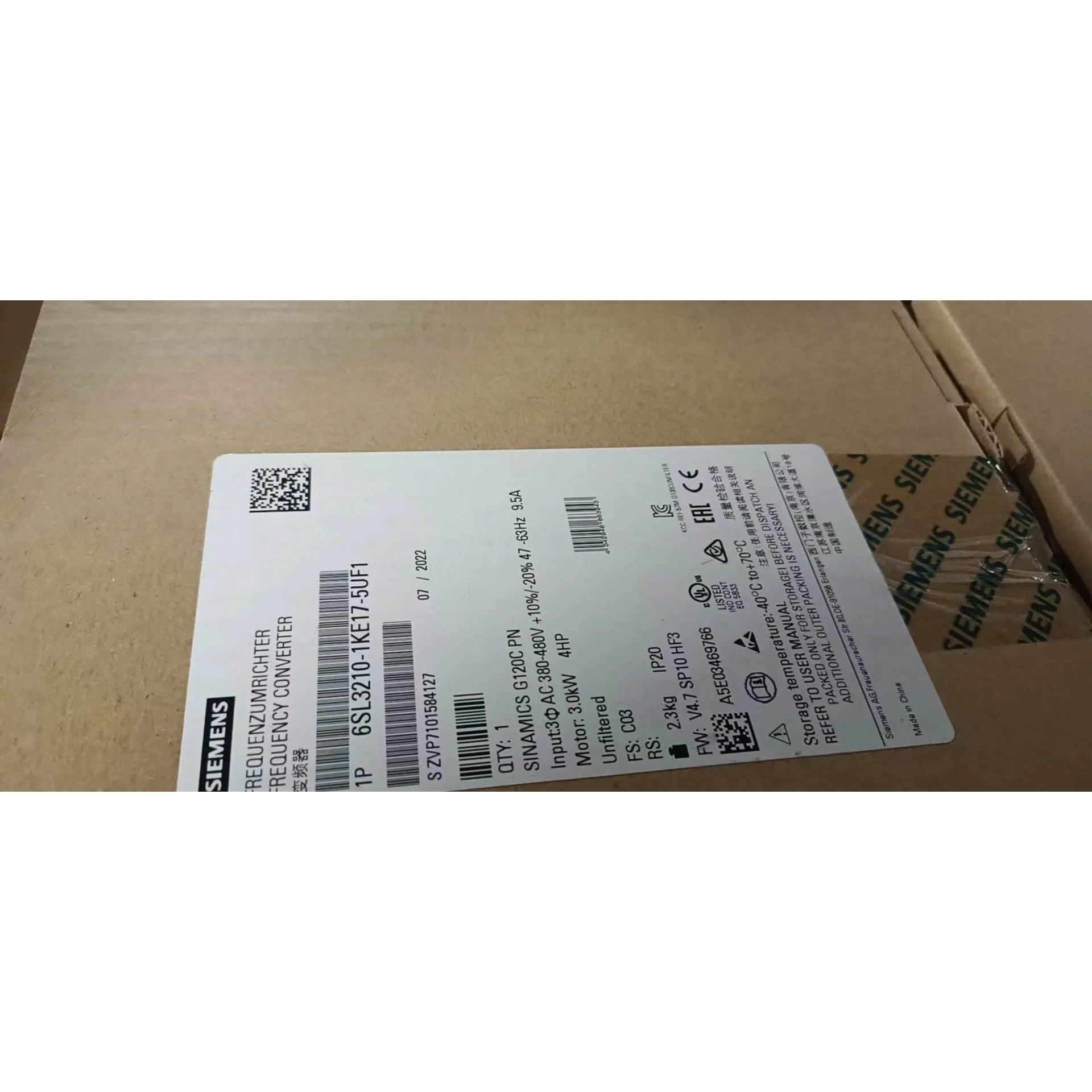 非实价议价议价全新原装现货西门子G120C标称功率3.0kW变频器6SL3