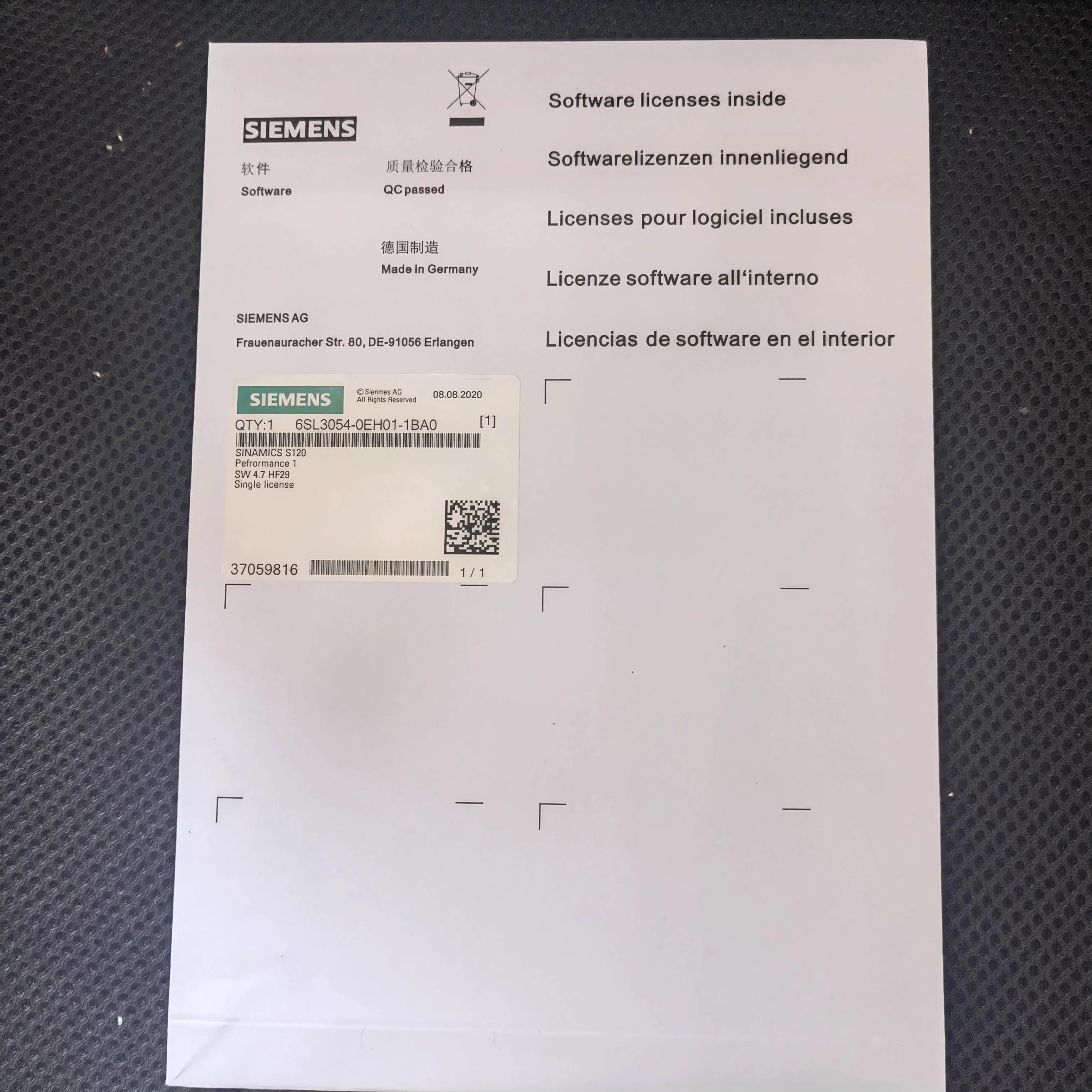 非实价议价议价未拆封原装S120CF卡6SL3054-0FB01-0FC00-10-1BA0-