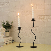 复古黑色中式 禅意蜡烛烛台装 饰摆件高级感轻奢风浪漫烛光晚餐道具