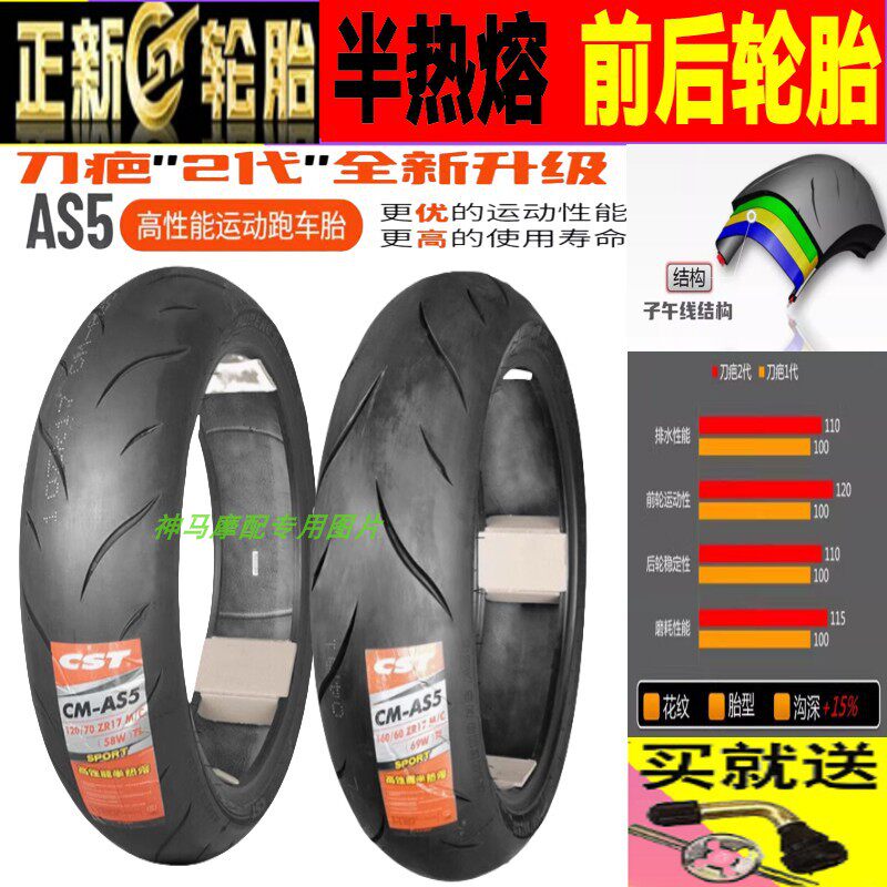 正新半热熔胎 钱江QJMOTO 追系列350/550/600/650/700 前后真空胎