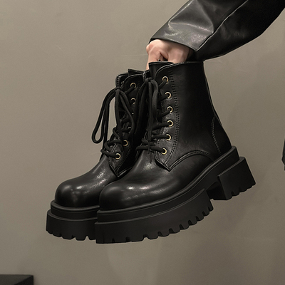小个子厚底增高黑色马丁靴女款