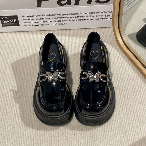 黑色厚底小皮鞋玛丽珍乐福鞋