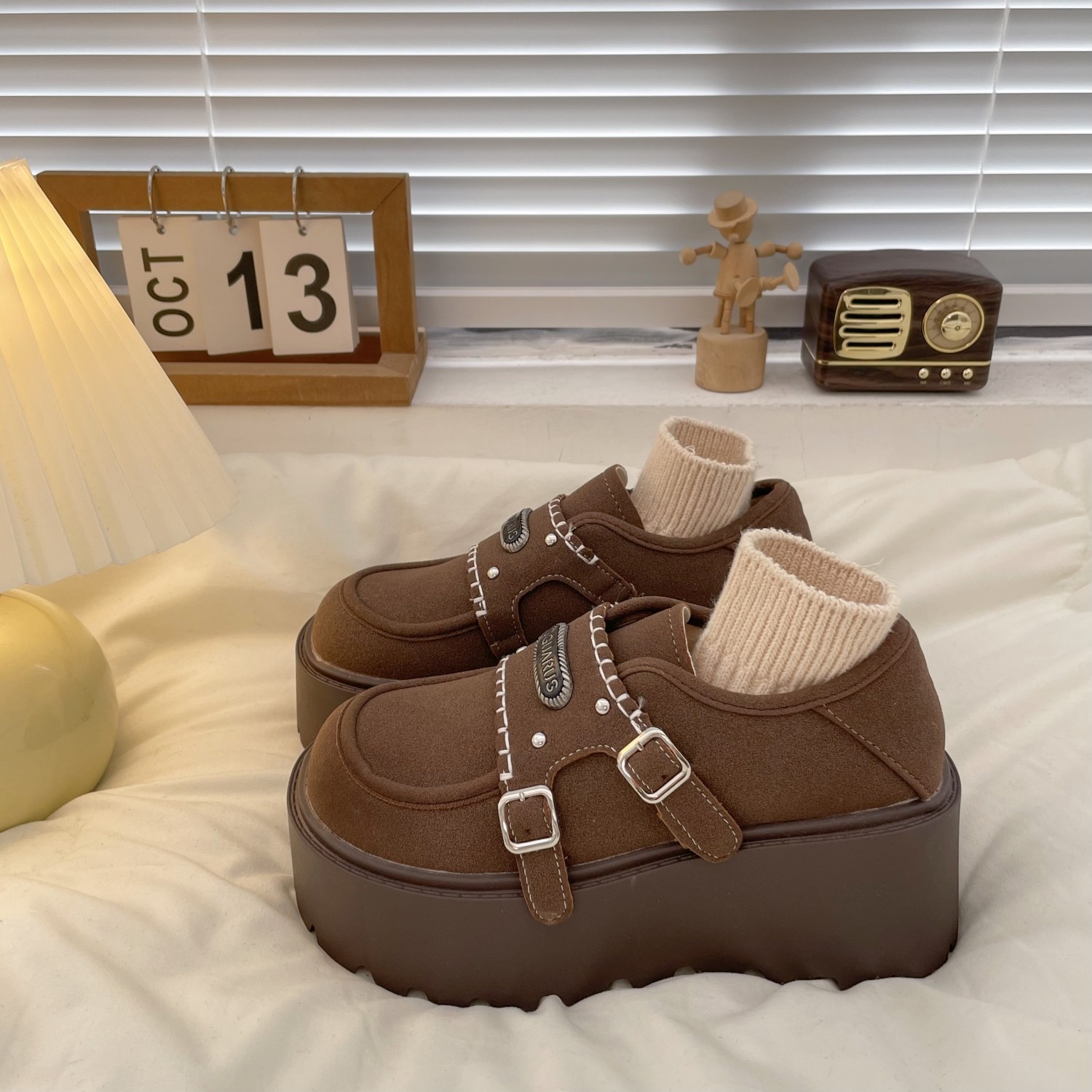 冬季保暖一脚蹬雪地靴女松糕厚底增高乐福鞋小个子单鞋玛丽珍女鞋,女鞋,深口单鞋,淘宝优惠券,粉丝福利购,淘宝优惠卷