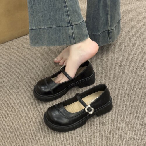 厚底白色黑色玛丽珍鞋女通勤单鞋