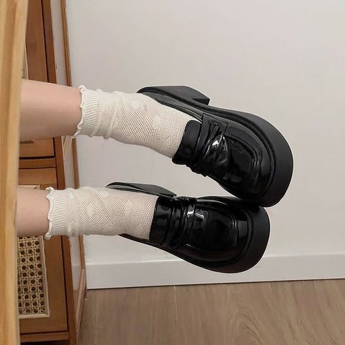 小个子厚底增高乐福鞋显脚小