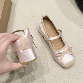 绝美单鞋 小个子内增高女鞋 女新中式 子粗跟玛丽珍高跟鞋 旗袍鞋 法式