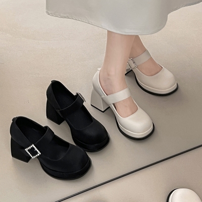 小个子厚底增高粗跟高跟鞋单鞋女