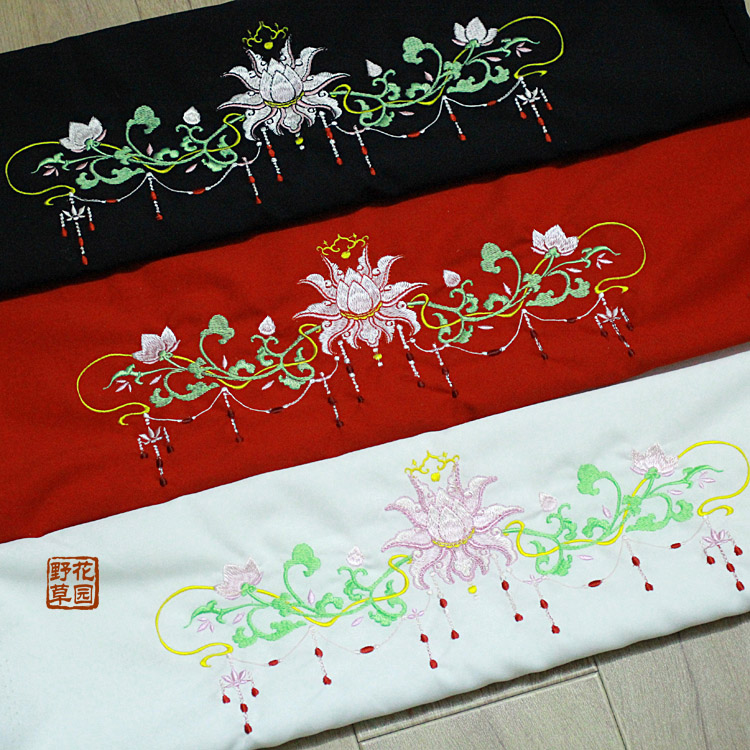 原创荷花缠枝璎珞刺绣汉服裙头诃子限时秒杀