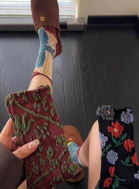 【4双装】这个配色真的太适合秋天了！满满的秋天感复古袜子女！