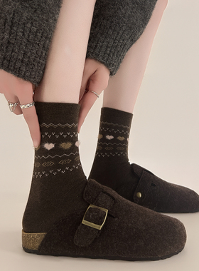 【4双装】冬天bi不可少的羊毛袜子~保暖又漂亮~上脚舒适~袜子女厚