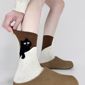 无骨袜不硌脚 袜子女搞怪中筒 与小猫咪真 jue配 4双装 勃肯鞋