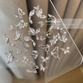 饰轻奢立 美甲饰品高保色真金锆石蝴蝶起舞指甲装 AONNAIL 蝴蝶