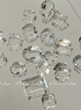 AONNAIL【钻】美甲冰透白大冰糖透明底透底钻椭圆肥方美甲尖底钻