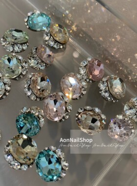 AONNAIL【钻】美甲k9成品堆堆钻椭圆肥方高级超闪肥方多切面透明