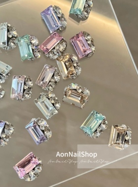 AONNAIL【堆钻】春日成品方形堆钻高品超闪冰糖彩钻美甲饰品