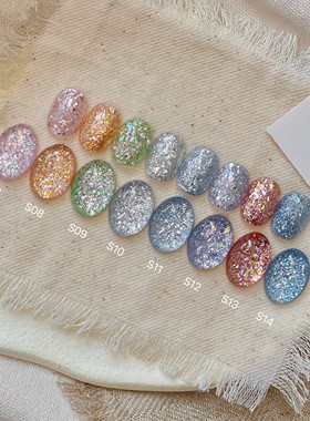 QJforu奇迹喵喵美甲幻想系列云锦亮片胶秋冬百搭甲油胶S01-S14[A]