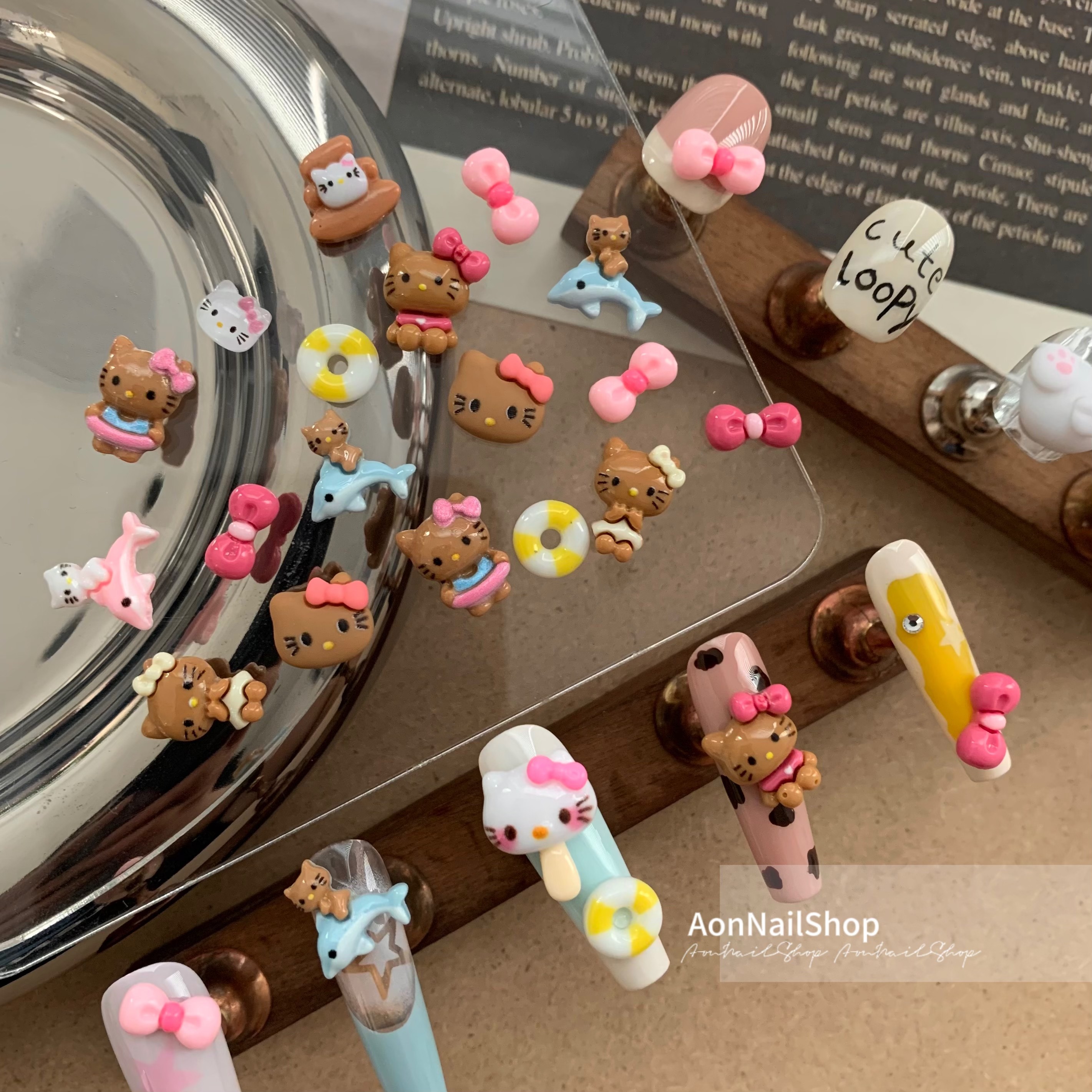 AONNAIL【黑皮kitty】hellokitty美甲猫咪多巴胺可爱卡通穿戴甲