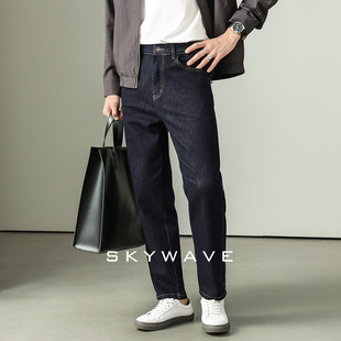 轻商务原色水洗牛仔裤男直筒舒适通勤百搭锥形长裤冬季新款加绒裤