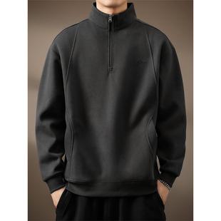 高端软糯重磅美式半拉链立领卫衣男士秋季新款宽松大码复古Polo衫