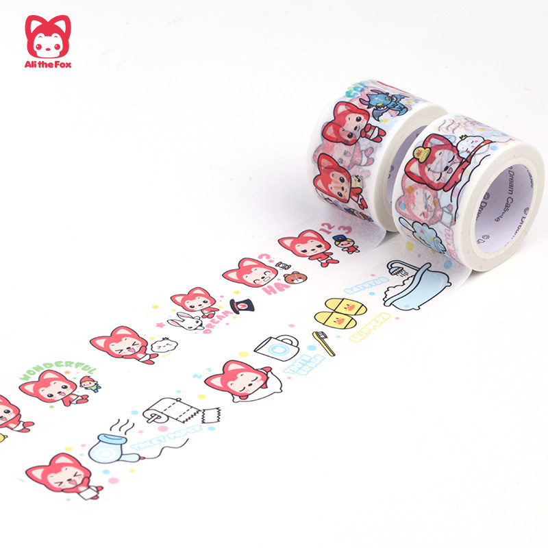 阿狸和纸胶带泡泡浴 可爱卡通手绘系列 手账diy上色 装饰贴纸