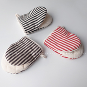 日式 加厚微波炉烤箱防烫手套夹8333 简约条纹布艺隔热烘焙手套