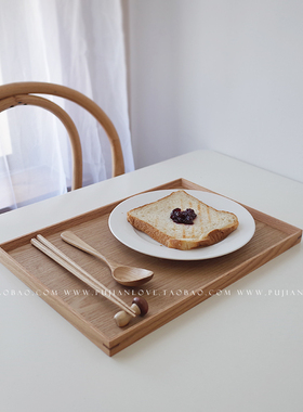 朴简 日式简约实木制托盘 餐盘茶盘咖啡托盘水杯收纳木托盘8123