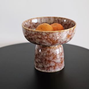 朴简杂货 小众高级感陶瓷高脚碗 水果碗酸奶燕麦碗沙拉碗托盘