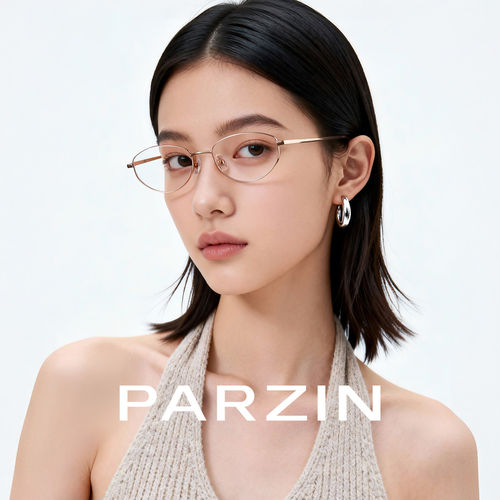 帕森眼镜椭圆近视眼镜女超轻钛架金色细框可配度数眼镜架PZ62193