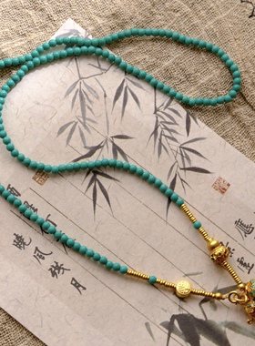 绿松石长款项链葫芦镂空吊坠串珠毛衣链新中式葫芦项链