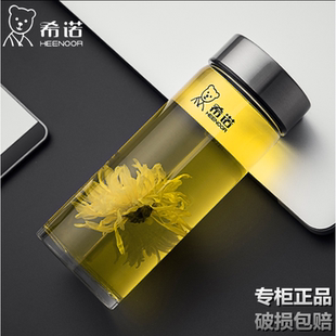 希诺单层玻璃杯便携男加厚茶杯女士小清新学生水杯xn-6015 6016