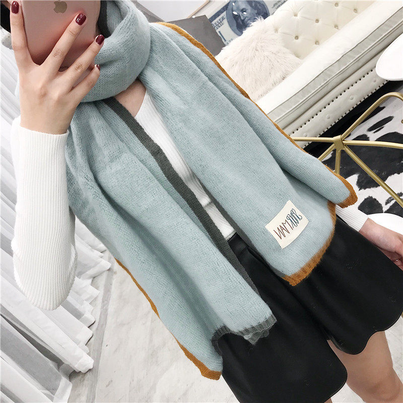 歌诺达 秋冬季新款韩版毛线围巾 女式加厚保暖披肩仿羊绒学生围脖