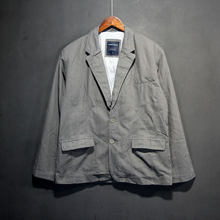 外套 休闲英伦风西服两粒扣便服工装 外贸男士 春秋纯棉水洗复古西装