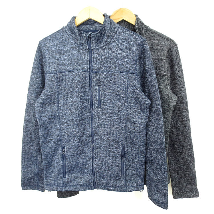 欧美单 男士秋冬款立领休闲运动夹克外套 针织加绒拉链开衫卫衣